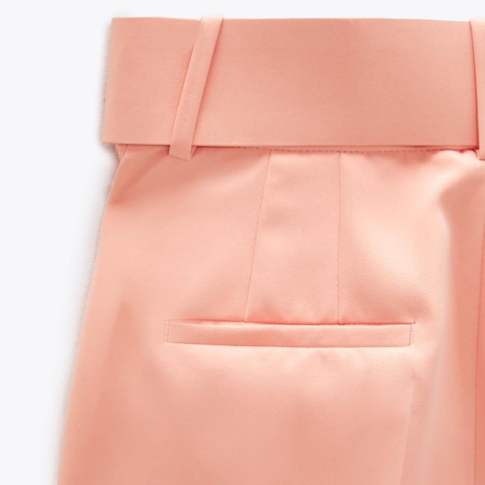 NWT Zara high waisted belted peach pants - Picture 5 of 5